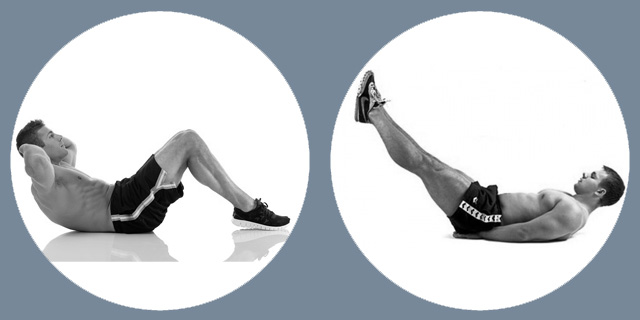 Упражнения с гантелями и со своим весом после 40 лет: скручивания и подъемы ног. Пресс