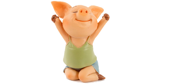 Статуэтка: оранжевая счастливая свинья - символ нового 2019 года
