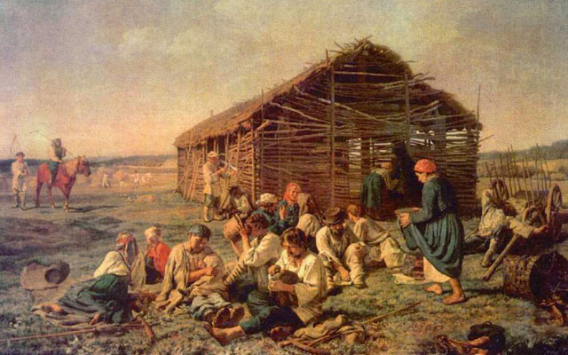 Художник Морозов Александр Иванович (1835-1904) - Отдых на сенокосе