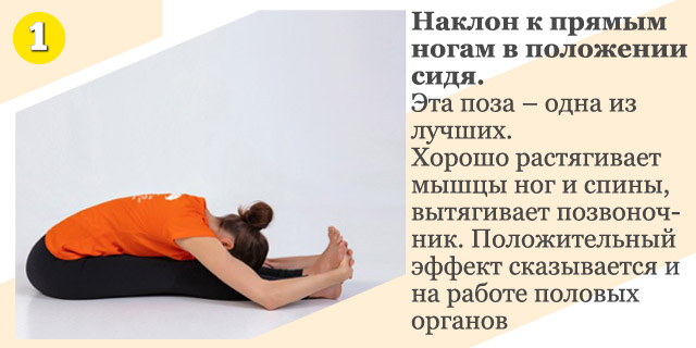 Йога: наклон к прямым ногам в положении сидя