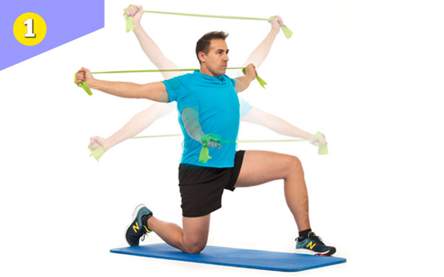 Тренировка: грудь, спина. С резиновой лентой для мужчин и девушек. Упражнение 1