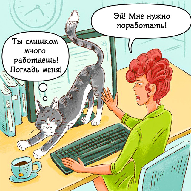 Комиксы про кошек: погладь меня